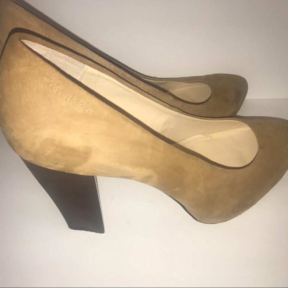 - Calvin Klein tan suede heels
